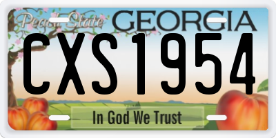 GA license plate CXS1954