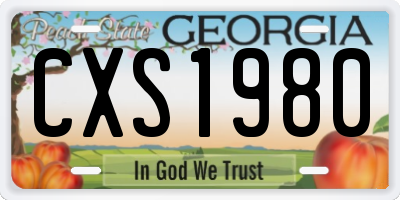 GA license plate CXS1980