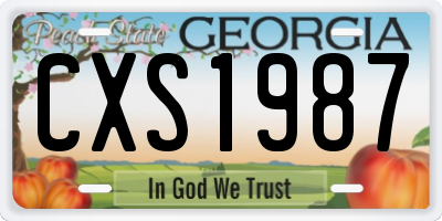 GA license plate CXS1987