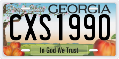 GA license plate CXS1990