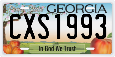 GA license plate CXS1993