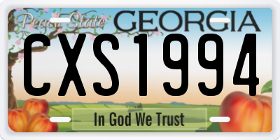 GA license plate CXS1994