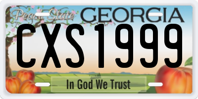 GA license plate CXS1999