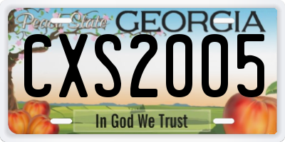 GA license plate CXS2005