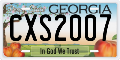GA license plate CXS2007