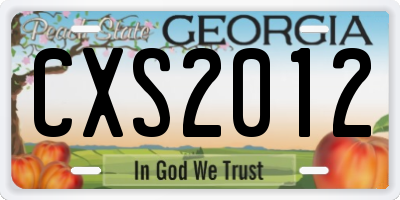 GA license plate CXS2012