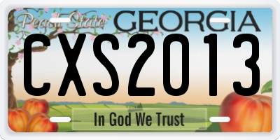 GA license plate CXS2013