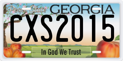 GA license plate CXS2015