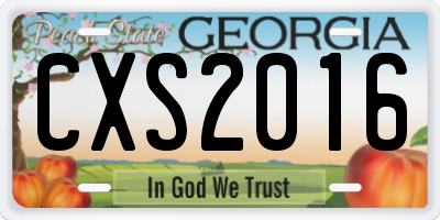 GA license plate CXS2016
