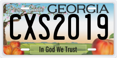 GA license plate CXS2019