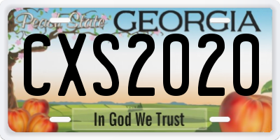 GA license plate CXS2020