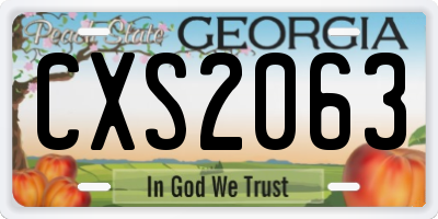 GA license plate CXS2063