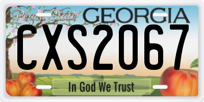 GA license plate CXS2067