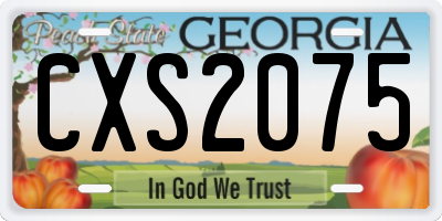 GA license plate CXS2075