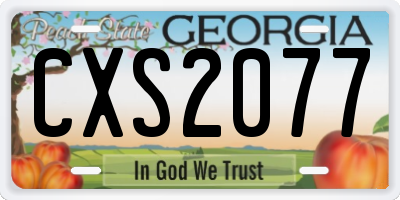 GA license plate CXS2077