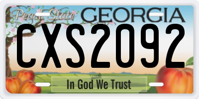 GA license plate CXS2092