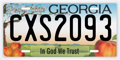 GA license plate CXS2093