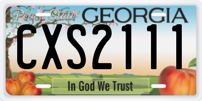 GA license plate CXS2111