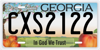 GA license plate CXS2122