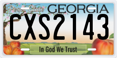 GA license plate CXS2143