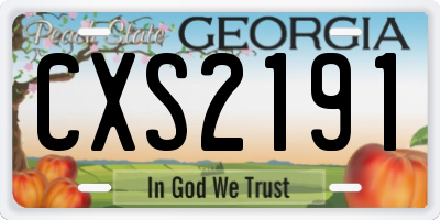 GA license plate CXS2191