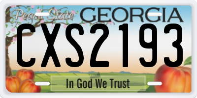 GA license plate CXS2193