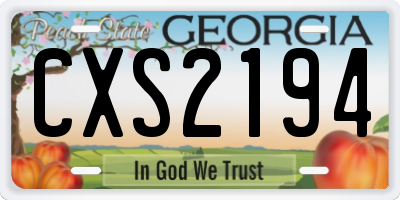 GA license plate CXS2194