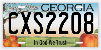 GA license plate CXS2208