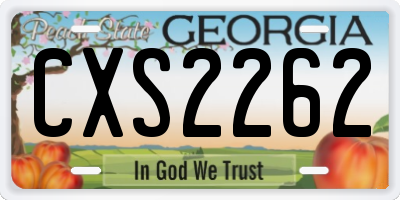 GA license plate CXS2262