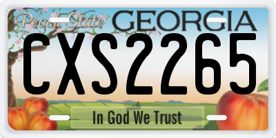 GA license plate CXS2265
