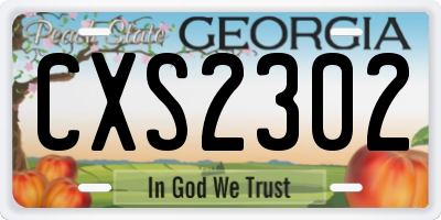 GA license plate CXS2302
