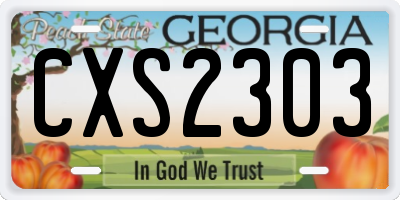 GA license plate CXS2303