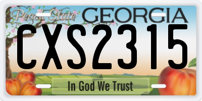 GA license plate CXS2315