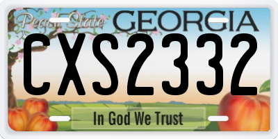GA license plate CXS2332