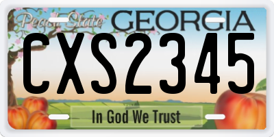 GA license plate CXS2345