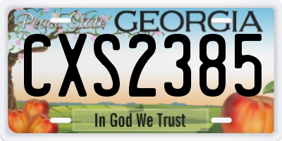 GA license plate CXS2385