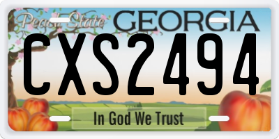 GA license plate CXS2494