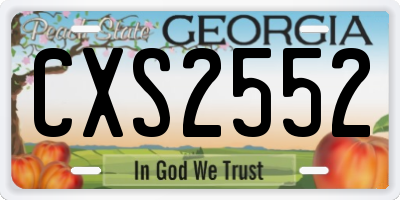 GA license plate CXS2552
