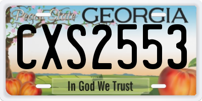 GA license plate CXS2553