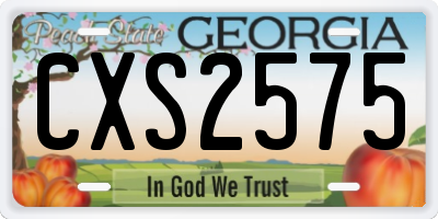 GA license plate CXS2575