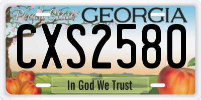 GA license plate CXS2580