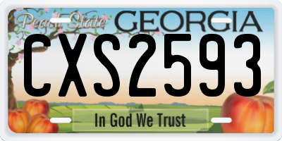 GA license plate CXS2593