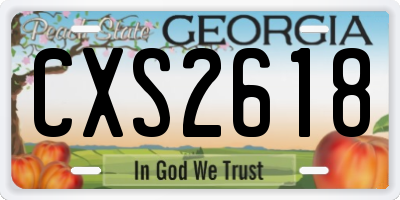 GA license plate CXS2618