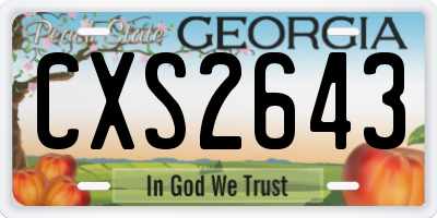 GA license plate CXS2643