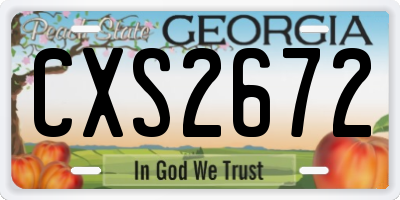 GA license plate CXS2672