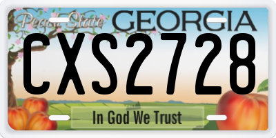 GA license plate CXS2728