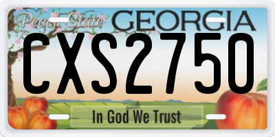 GA license plate CXS2750