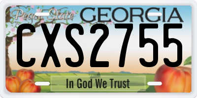 GA license plate CXS2755