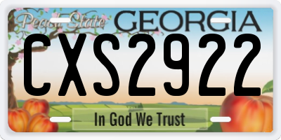 GA license plate CXS2922
