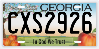 GA license plate CXS2926